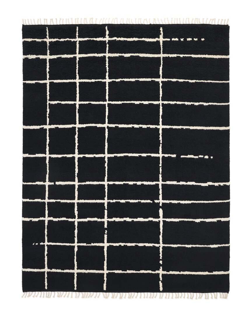 Solo Rugs Paris Bohemian Moroccan Hand-knotted Wool-blend Area Rug In Black