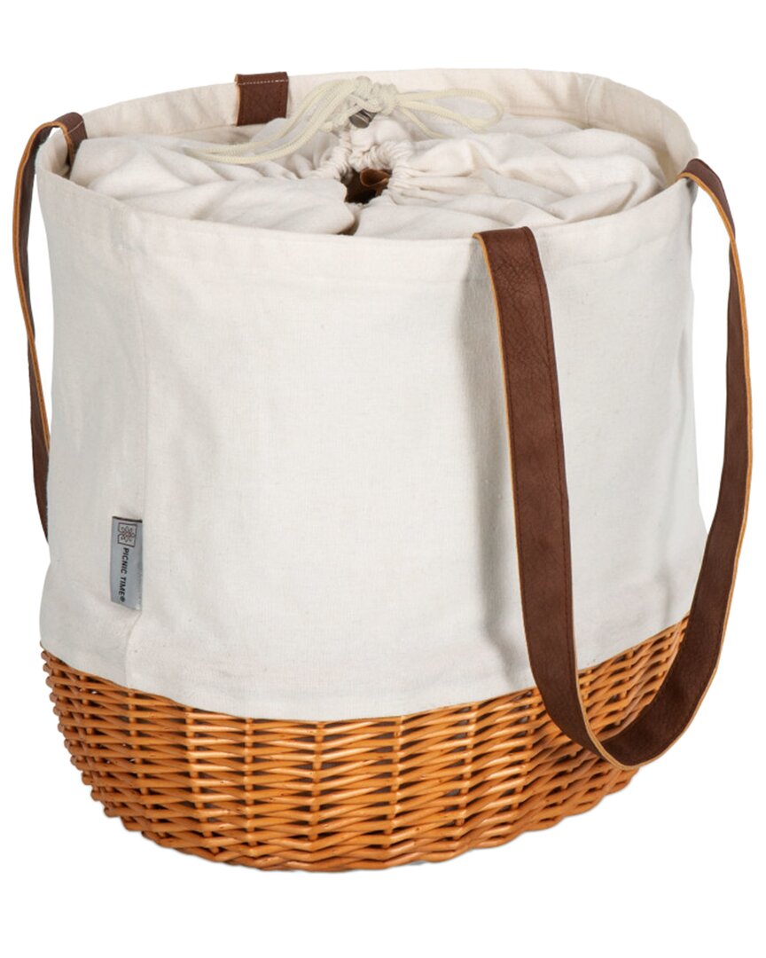 Shop Picnic Time Coronado Canvas And Willow Basket Tote In Beige