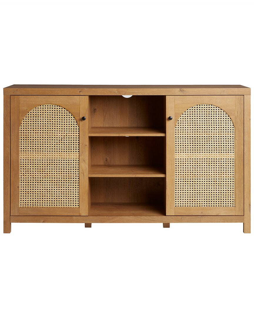 Walker Edison Transitional 58in 2-door Sideboard With Rattan Panels In Brown