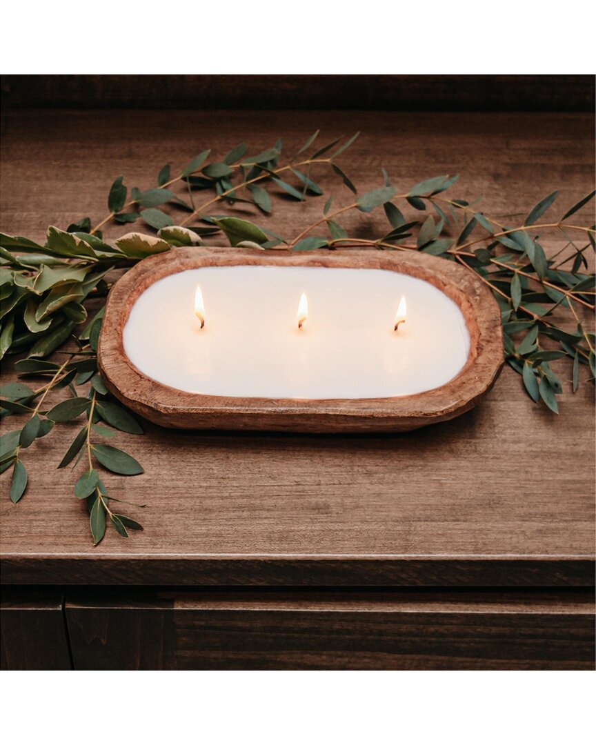 Shop Tlc Candle Co. Create 3-wick Hand Carved Dough Bowl Decor Candle In Natural