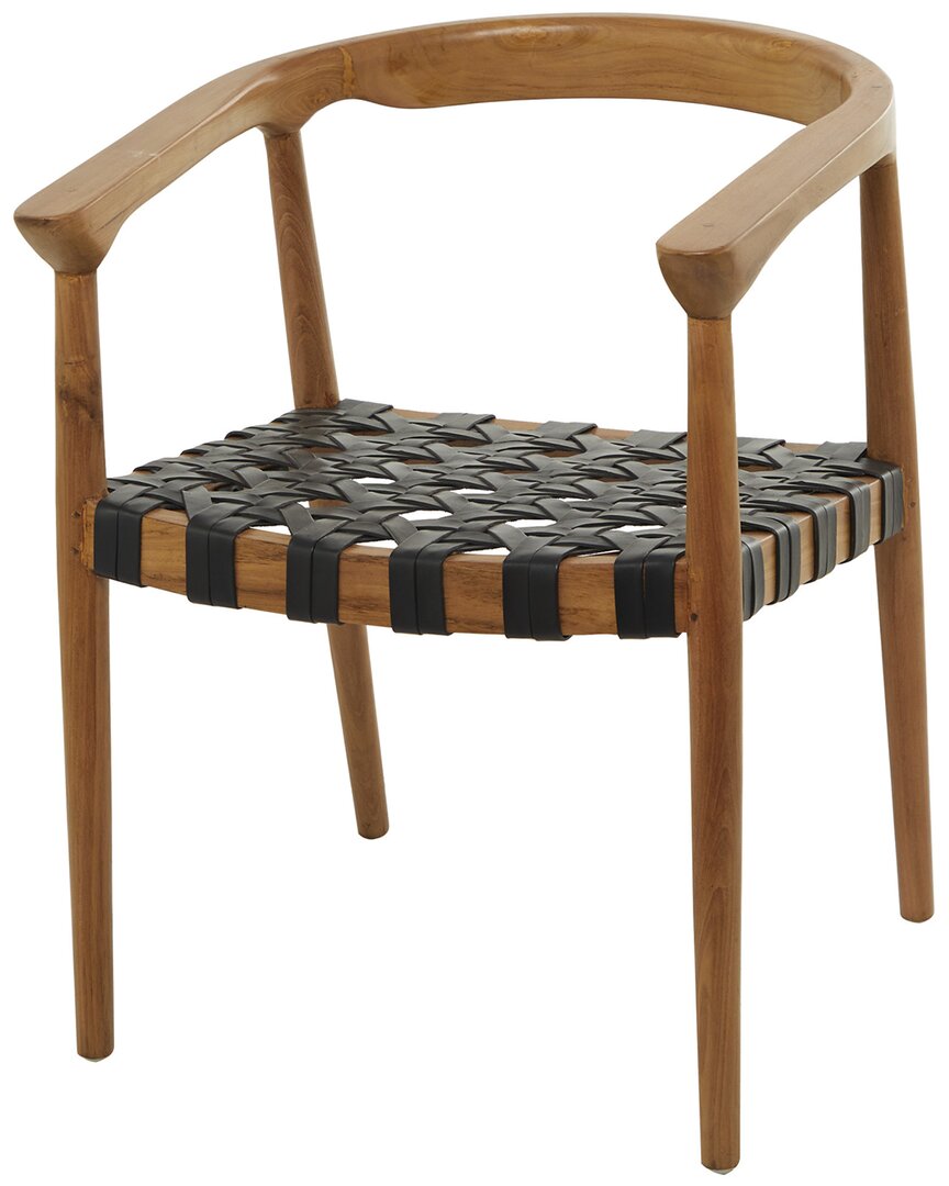 Peyton Lane Contemporary Woven Teak Wood Round Chair In Brown