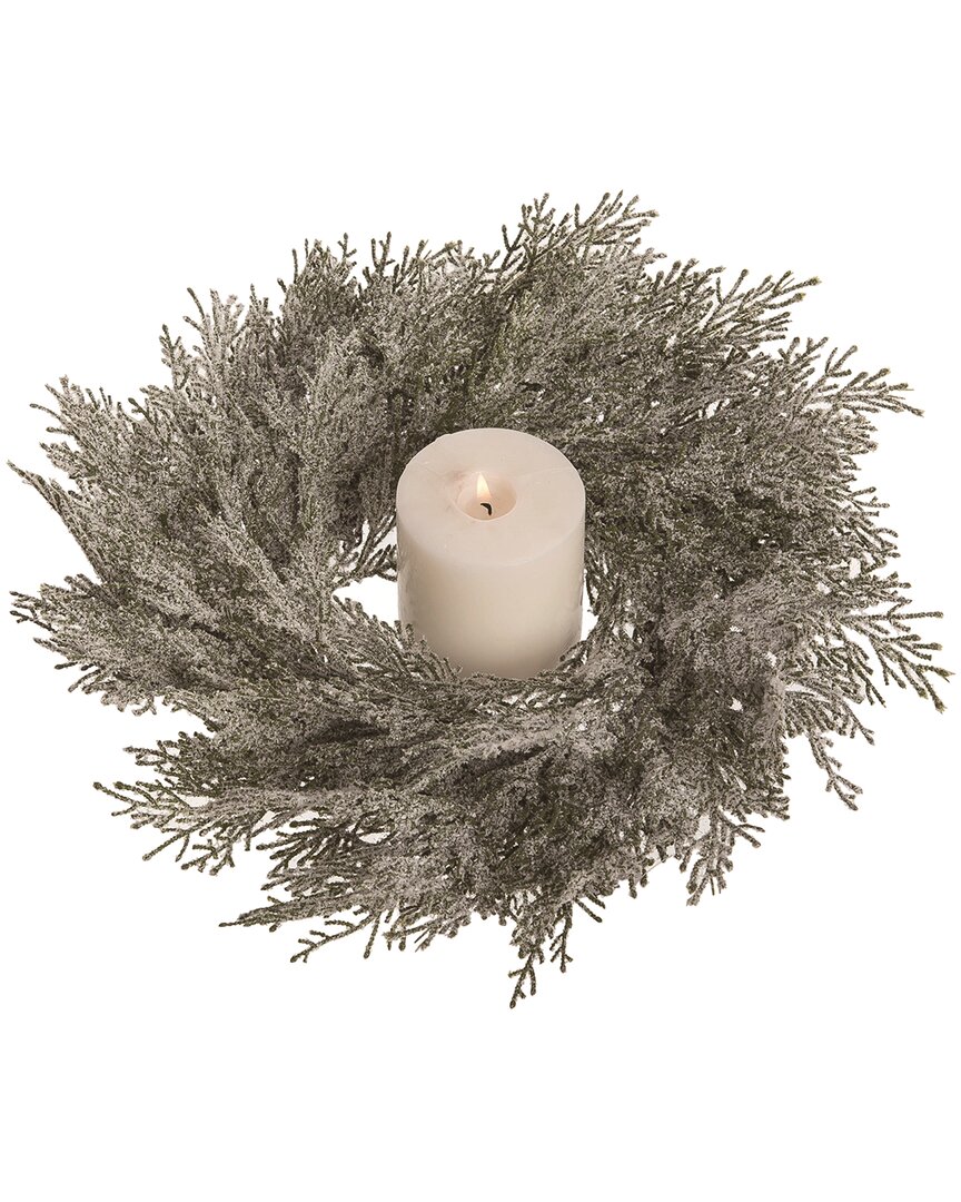 Shop Transpac Natural Fiber Green Christmas Floral Frosted Candle Ring