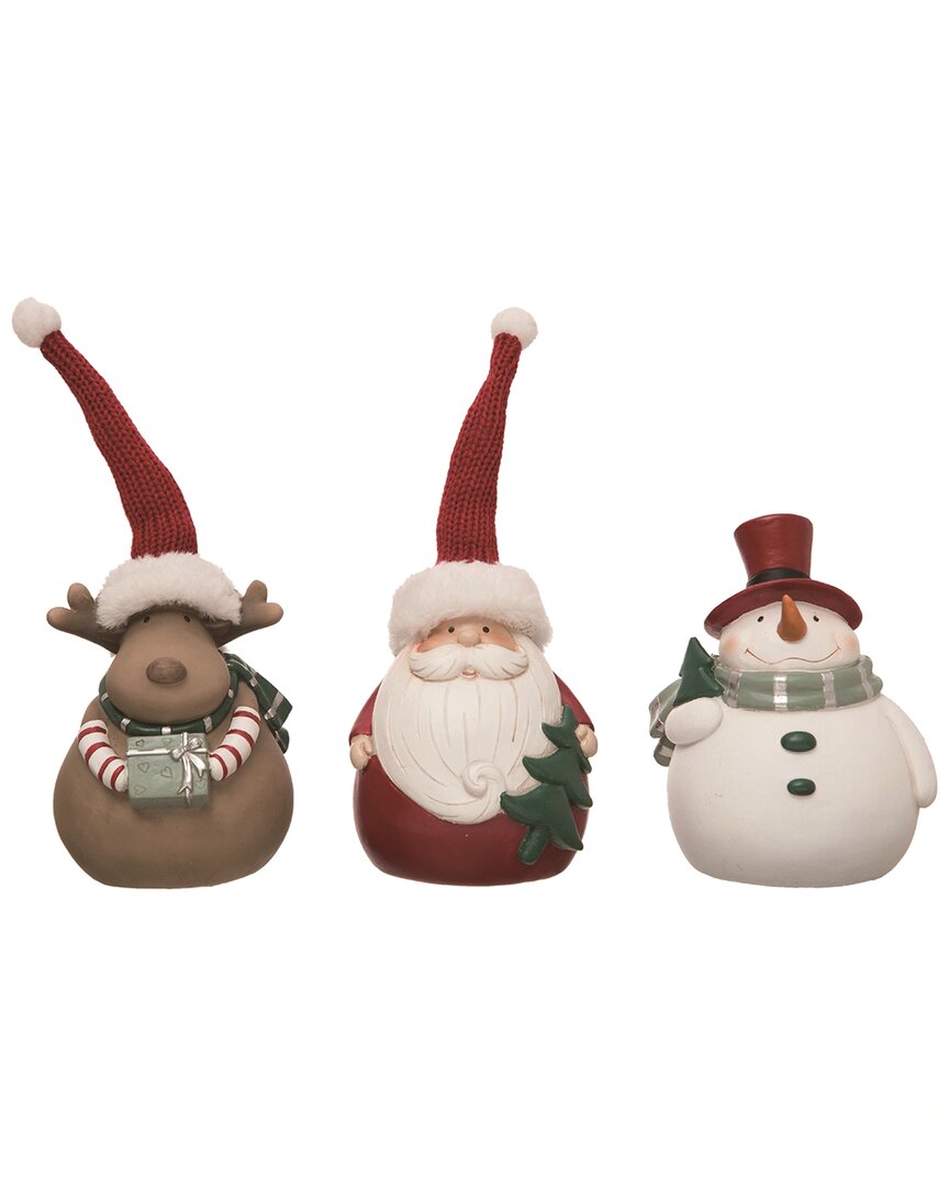 Shop Transpac Set Of 3 Resin Multicolored Christmas Merry Character Figurines