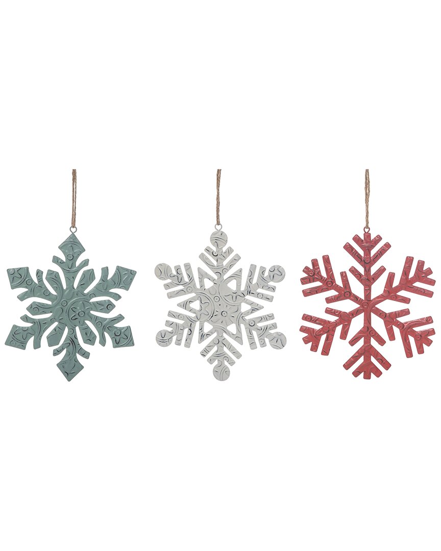 Shop Transpac Set Of 3 Metal 7.48in Multicolored Christmas Snowflake Ornament