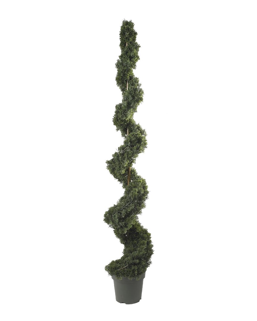 Nearly Natural 6ft Cedar Spiral Silk Tree In Green