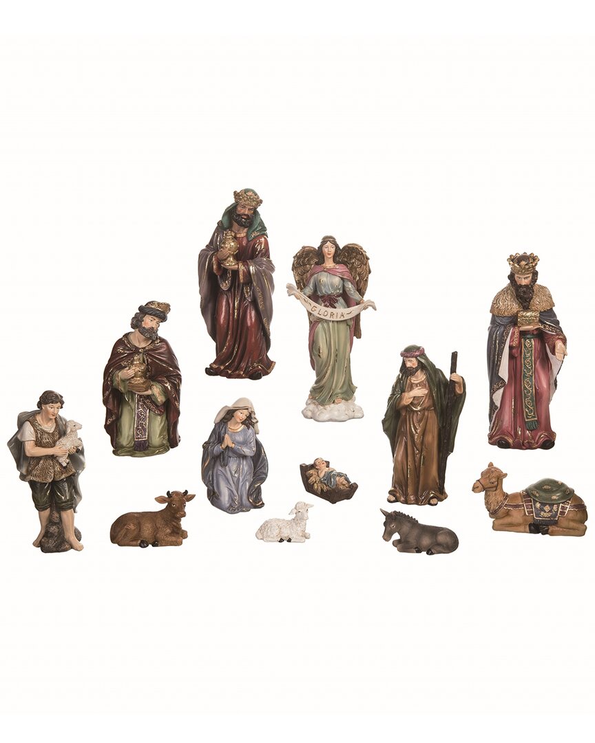 Transpac Set Of 12 Resin 10in Multicolor Christmas Ornate Nativity