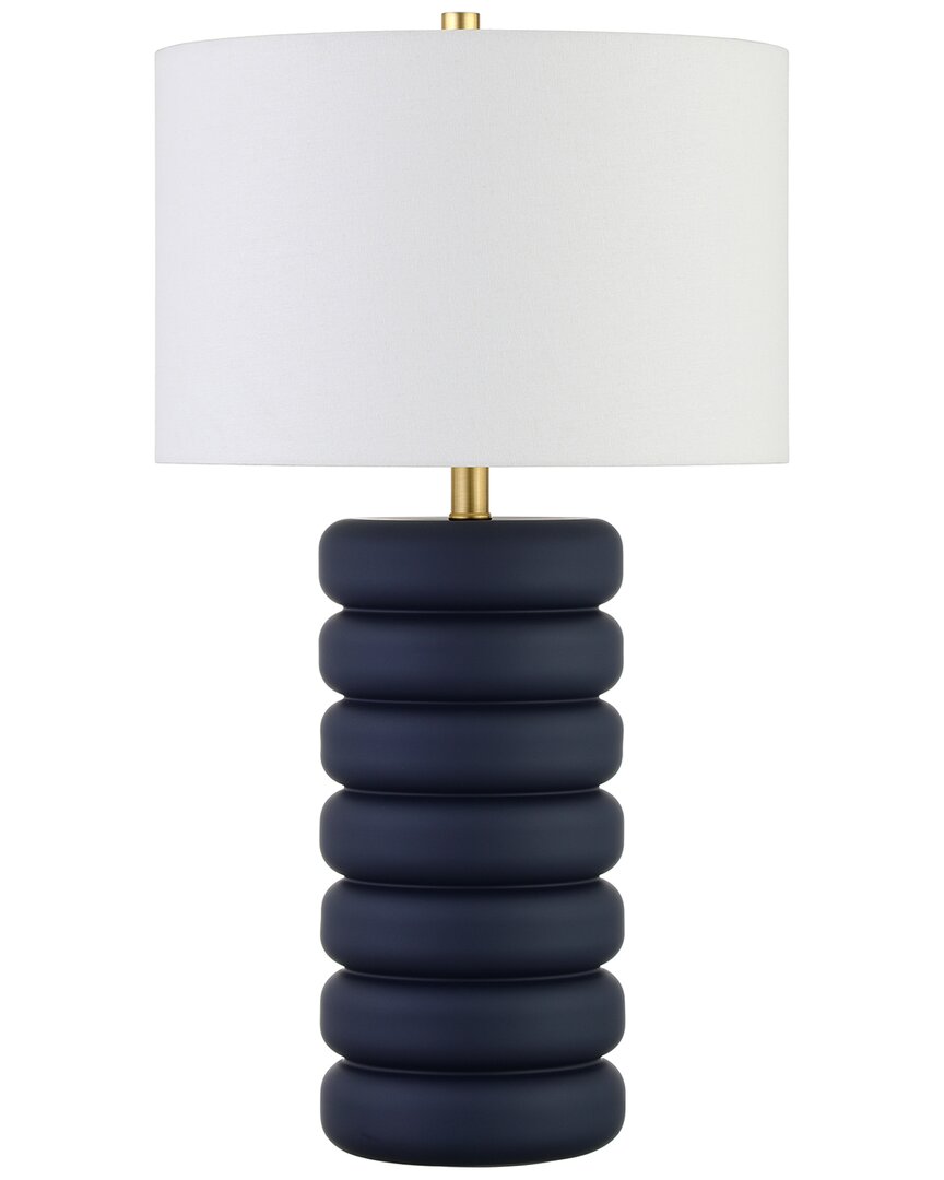 Abraham + Ivy Zelda 25 Tall Ceramic Bubble Body Table Lamp With Fabric Shade In Blue