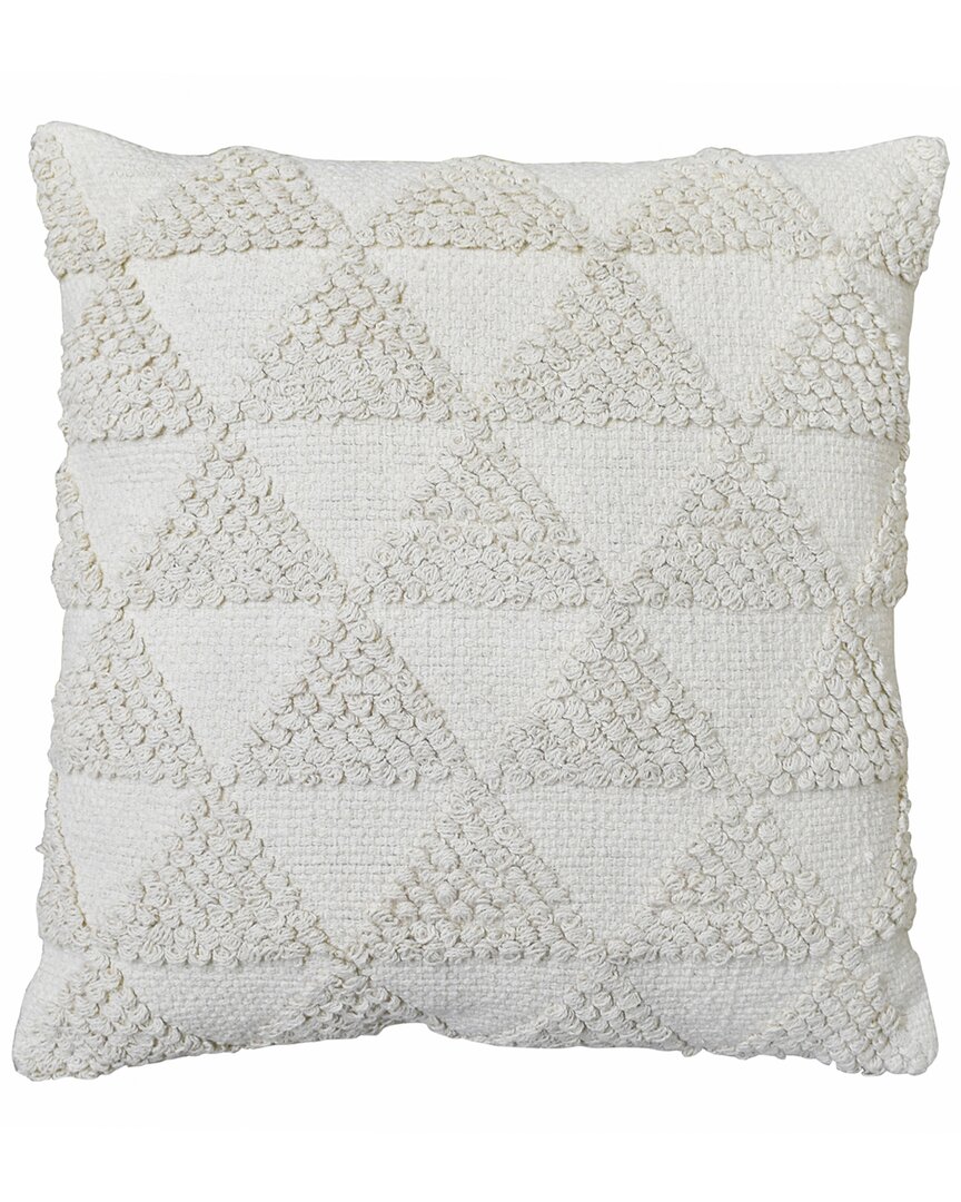 Tiramisu Handwoven Cotton Polyfilled Cushion In Cream