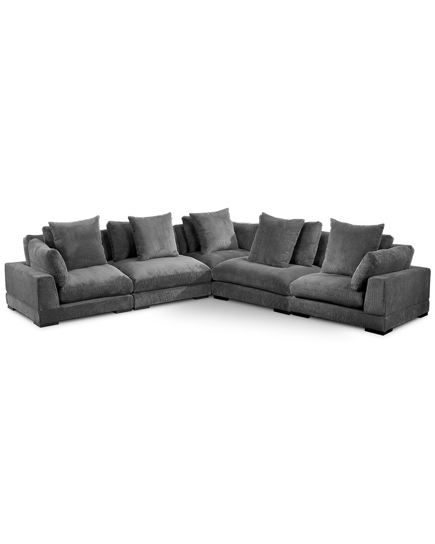 Shop Moe's Home Collection Tumble Classic Left-facing Modular Sectional In Grey