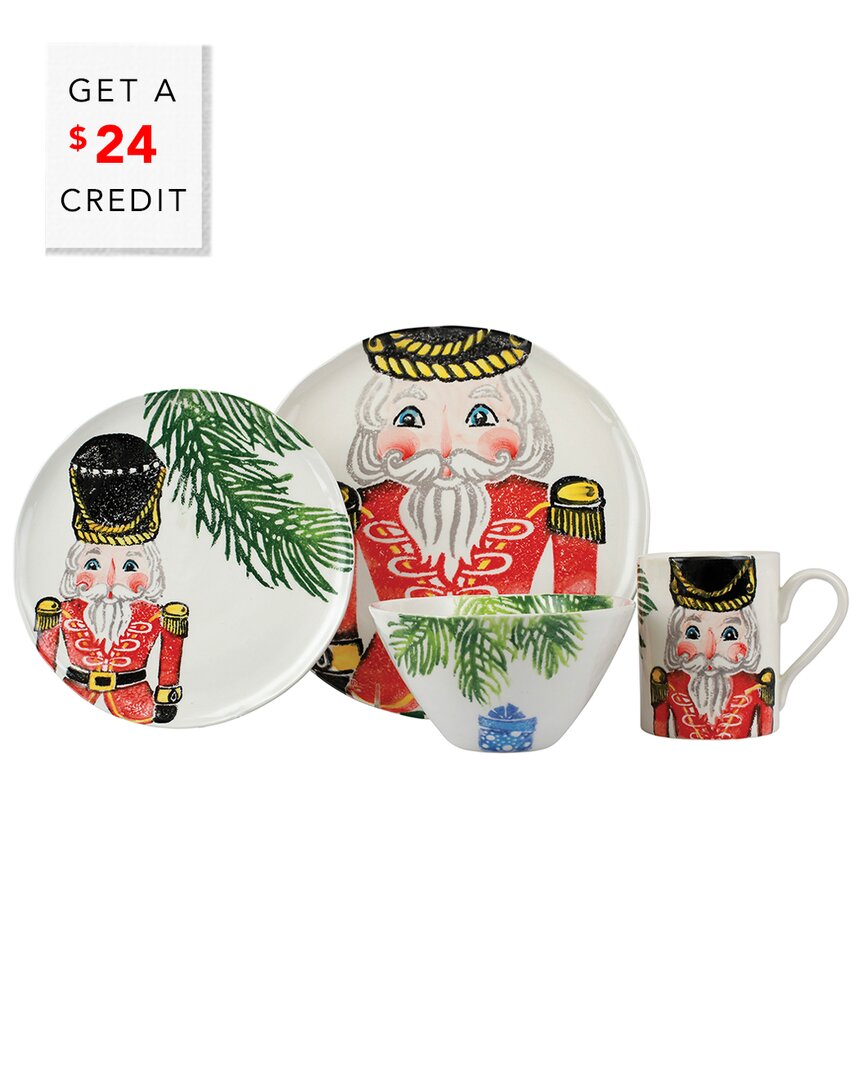 Vietri Nutcrackers 4pc Place Setting With $24 Credit In Red