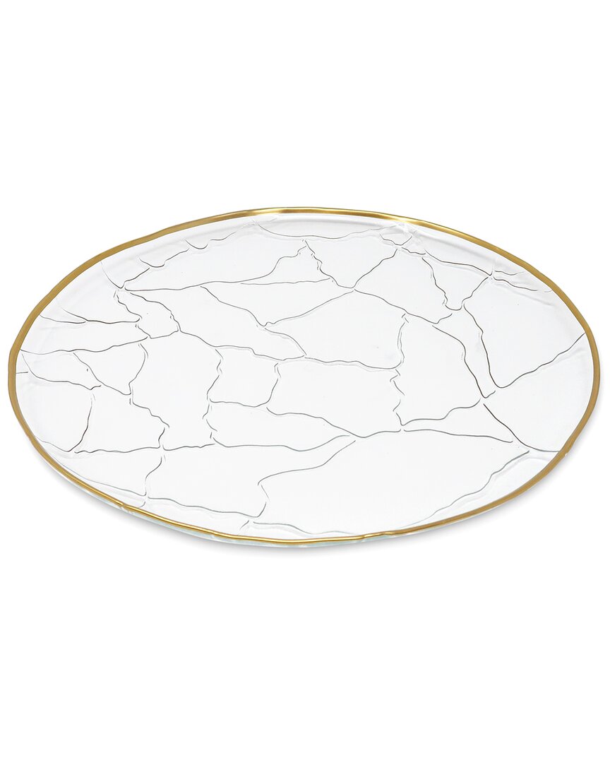 Shop Alice Pazkus Set Of 4 Glass Chargers With Gold Rim Crackled Design
