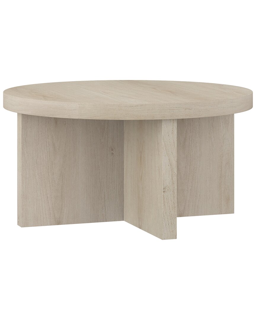 Abraham + Ivy Elna 33 Wide Round Coffee Table In Alder White