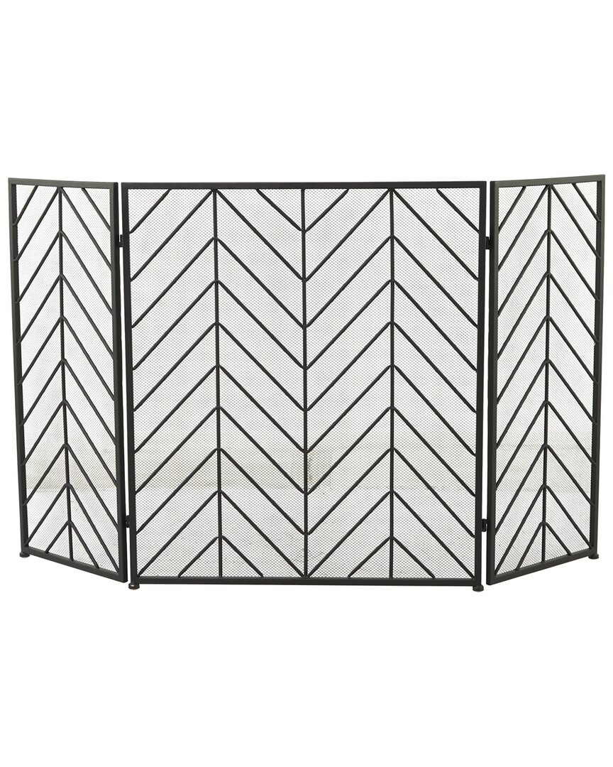 Peyton Lane Black Metal Modern Fireplace Screen In Black