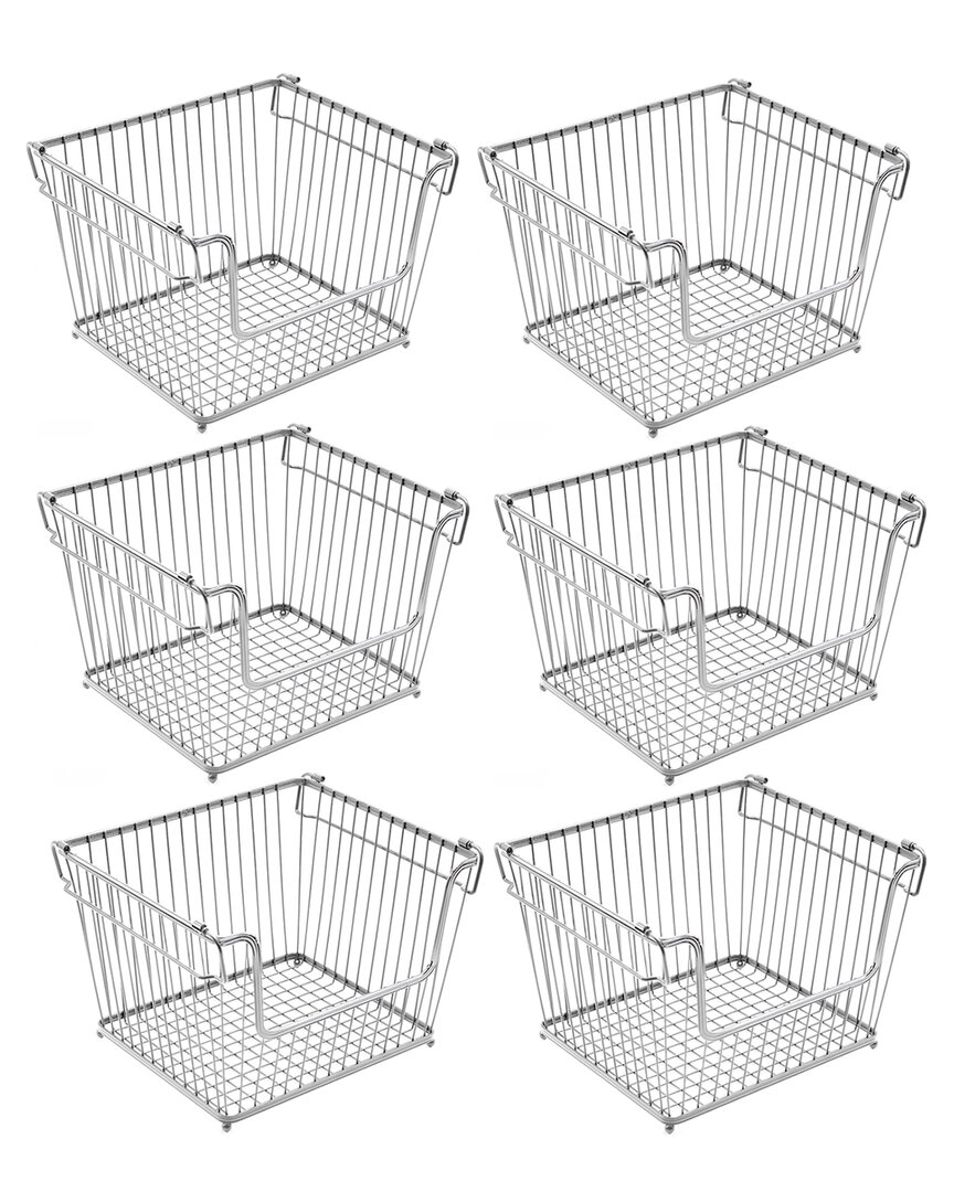 Sorbus 6pc Stackable Metal Storage Organizer Bin Basket With Handles In Nocolor