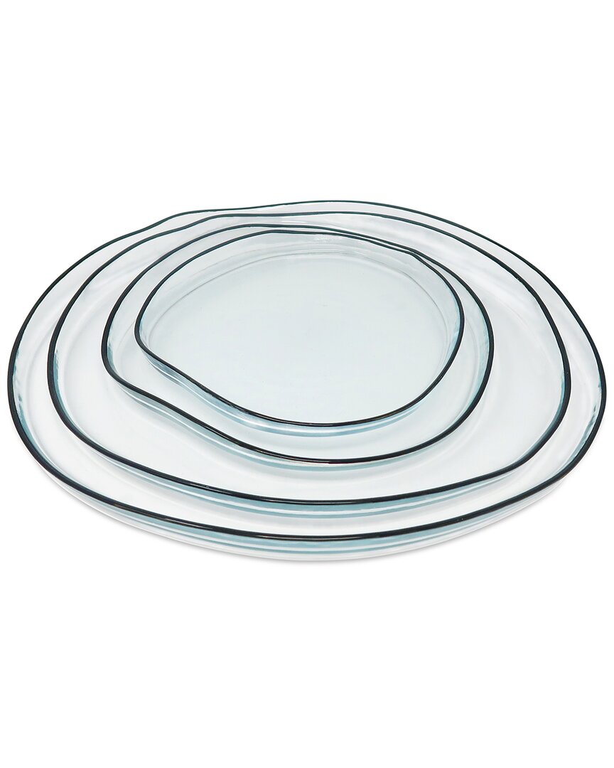 Vivience Set Of 4 Organically Shaped Dinner Plates With Wall Detail