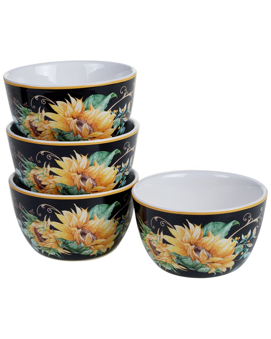Certified International Set Of 4 Sunflower Fields Ice Cream Bowls In Multicolor