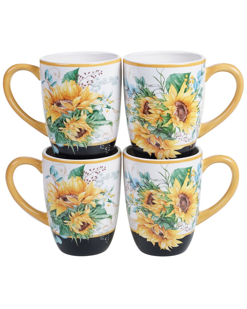 Shop Certified International Set Of 4 Sunflower Fields Mugs In Multicolor