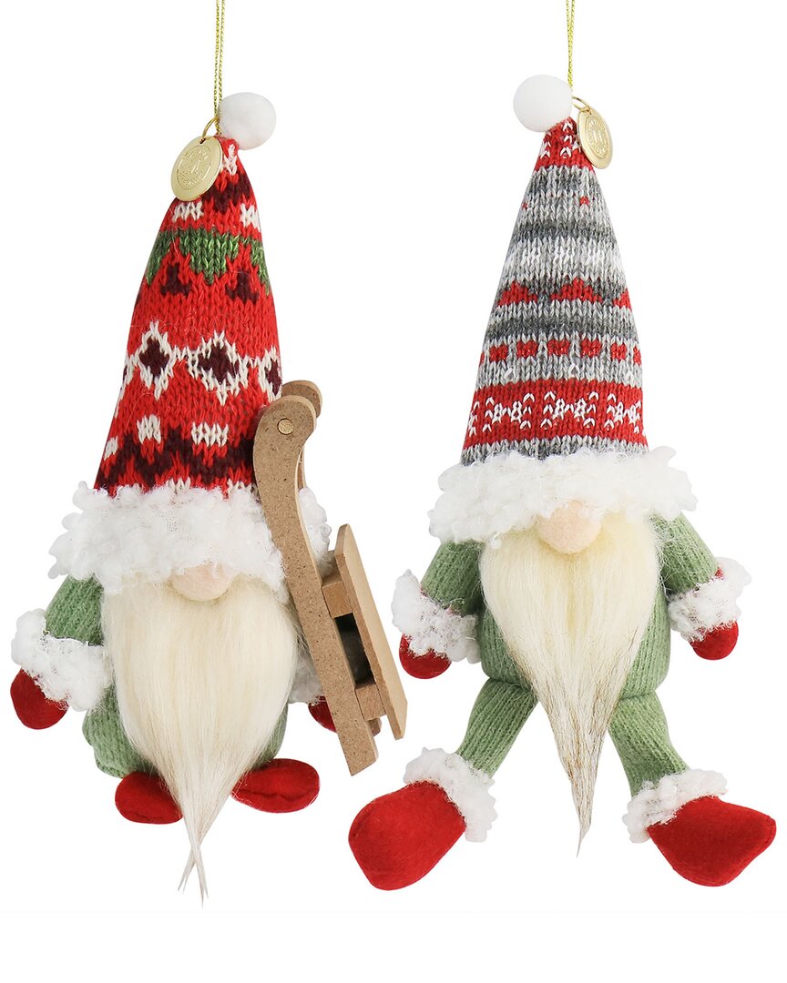 Martha Stewart Holiday 2pc Plush Gnome Ornament Set In Multicolor