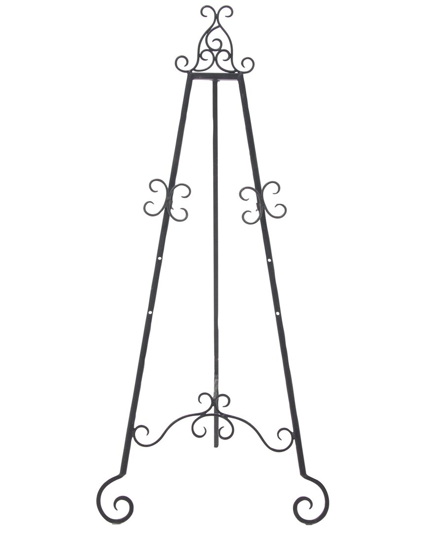 Peyton Lane Scroll Black Metal Large Free Standing Adjustable Display Stand 3  Tier Easel With Chain