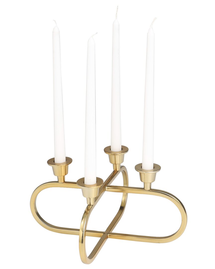 Peyton Lane Geometric Gold Stainless Steel Overlapping Oval Candelabra In Gold