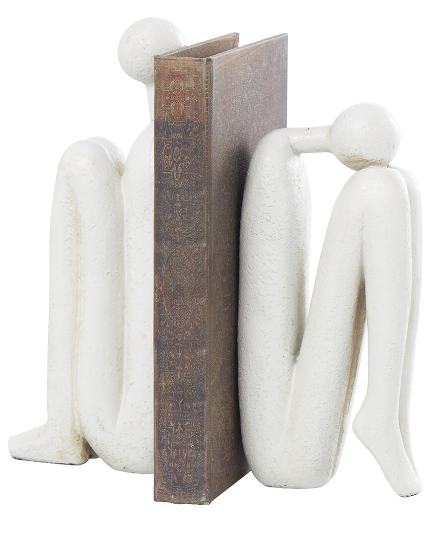 Peyton Lane Set Of 2 People White Polystone Bookends In White