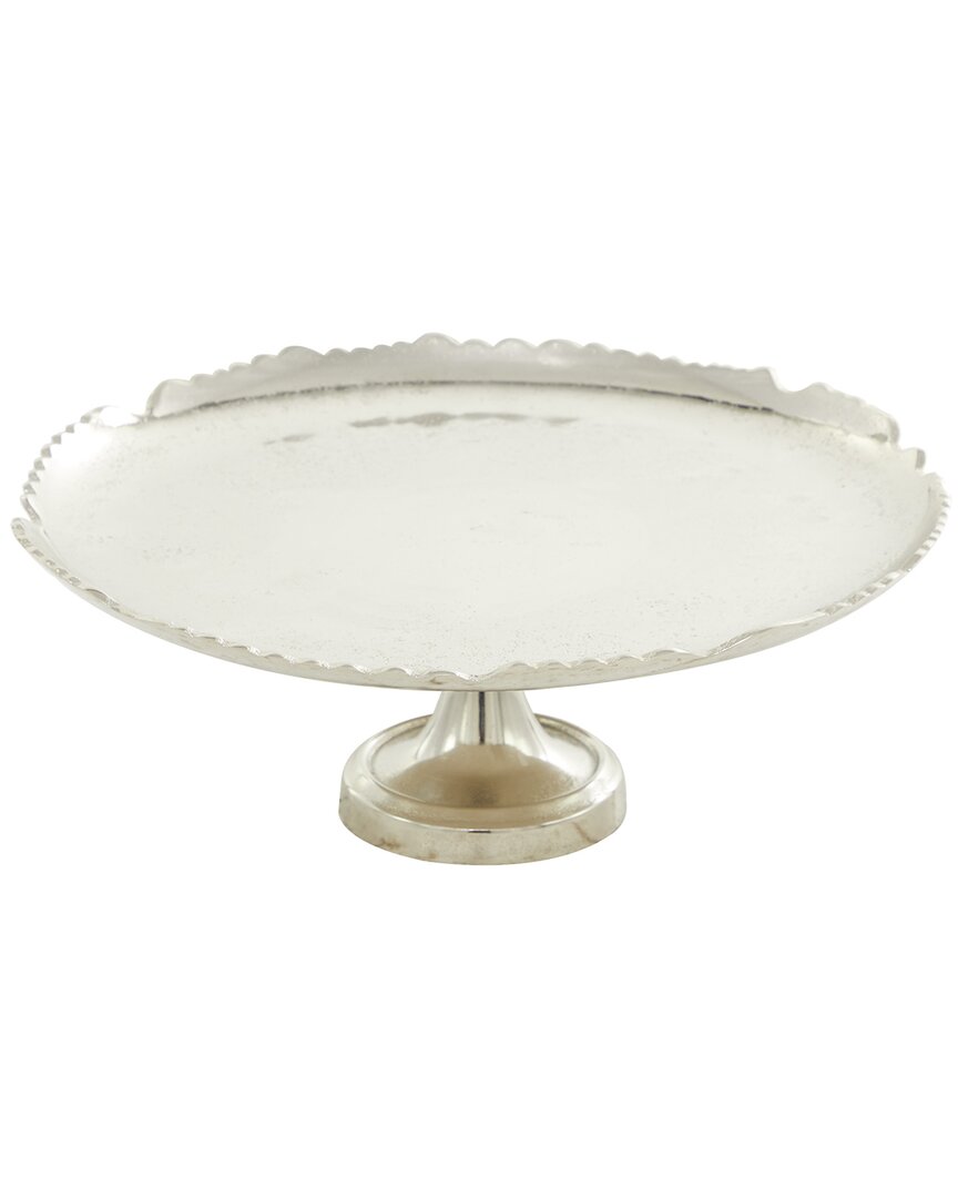 COSMOLIVING BY COSMOPOLITAN COSMOLIVING BY COSMOPOLITAN SILVER ALUMINUM CAKE STAND WITH PEDESTAL BASE