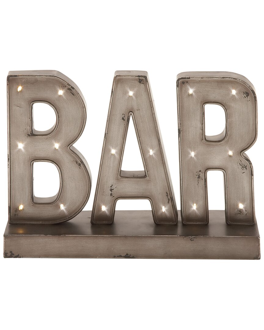 Peyton Lane Brown Metal Bar Decorative Sign With Led Lights In Brown