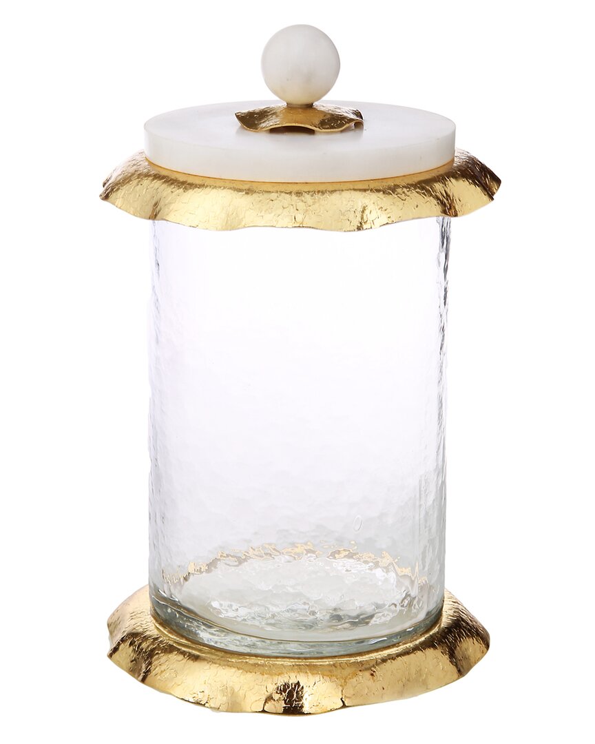 Alice Pazkus Large Glass Canister With M Lid In Gold