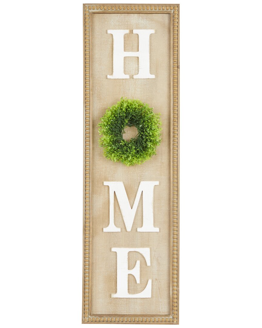 Peyton Lane Light Brown Wood Handmade White Lettered Home Decorative Sign With  Beaded Frame And Gre