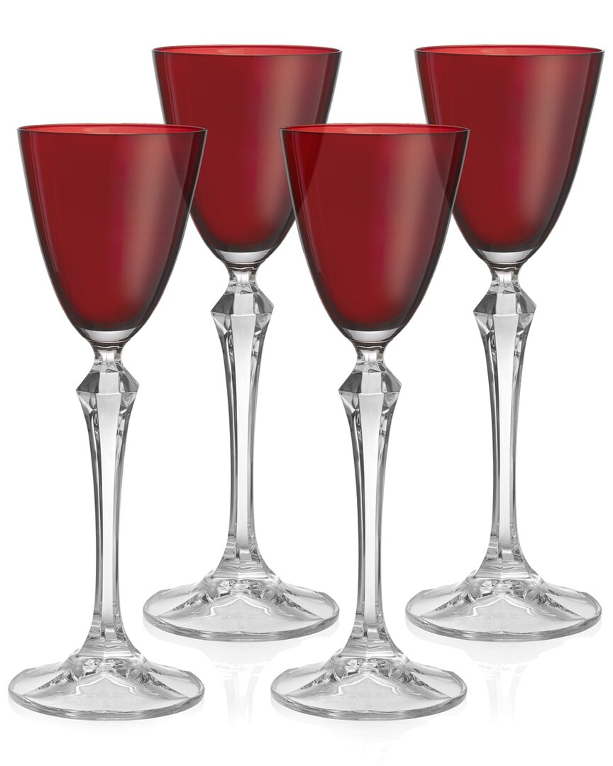 Barski Set Of 4 Vivid 3oz Liquor Glasses In Red