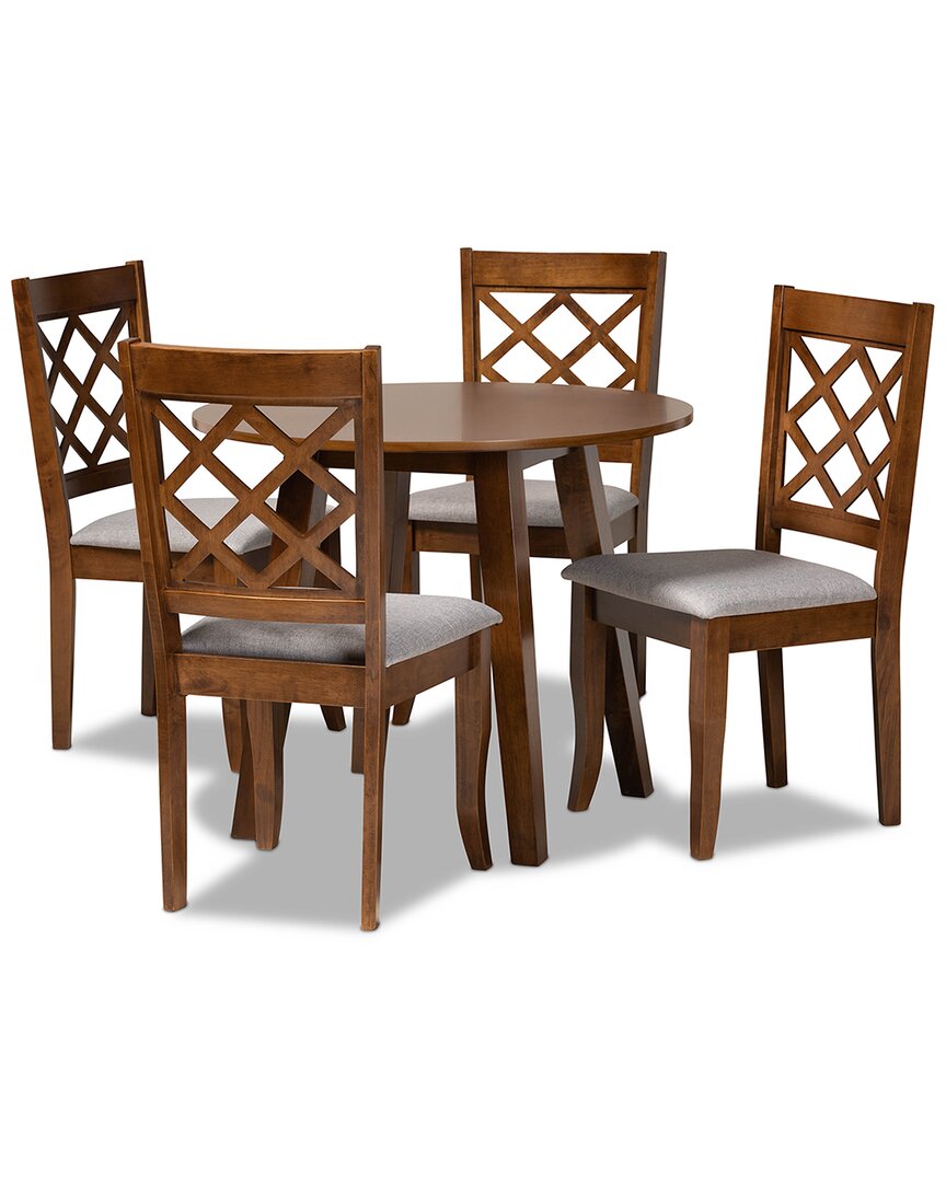 Baxton Studio Adara Modern And Contemporary Fabric Upholstered 5 Piece Dining Set In Grey