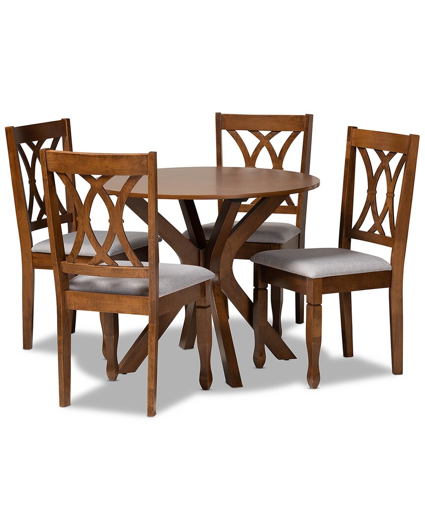 Baxton Studio Irene Modern And Contemporary Fabric Upholstered 5 Piece Dining Set In Grey