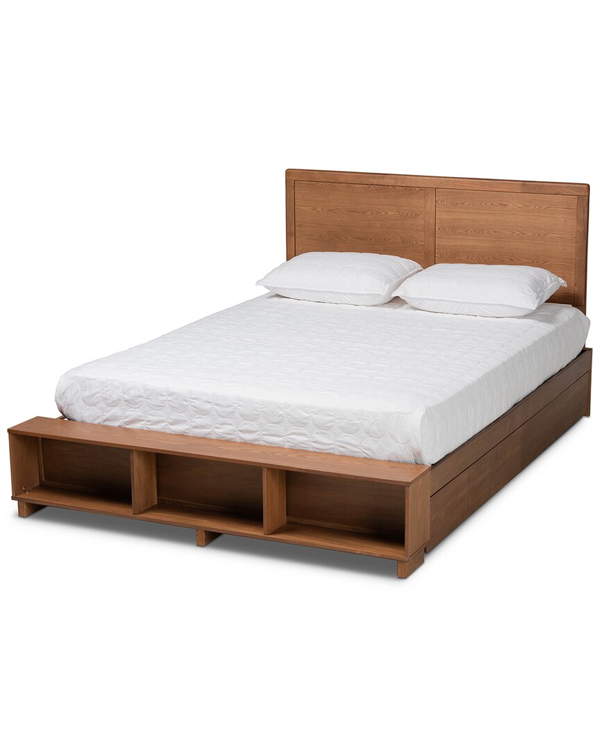 Baxton Studio Tamsin Full 4-drawer Platform Storage Bed With Built-in Shelves In Grey