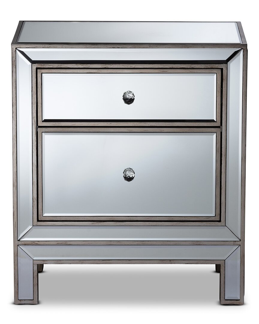 Baxton Studio Fadr1 Co Mirrored 2-drawer Nightstand
