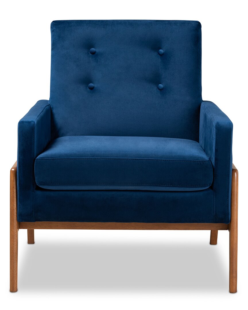 Baxton Studio Perris Lounge Chair In Navy