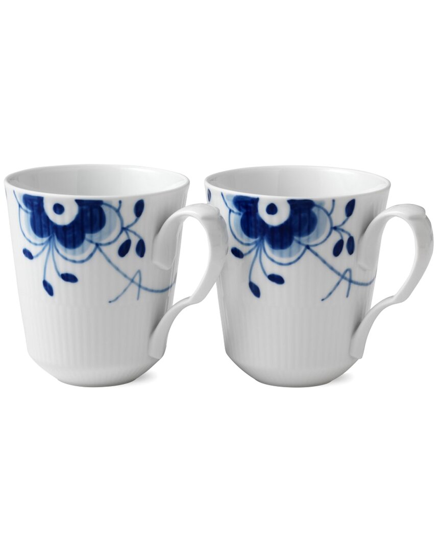 Royal Copenhagen Set Of 2 Blue Fluted Mega Mugs