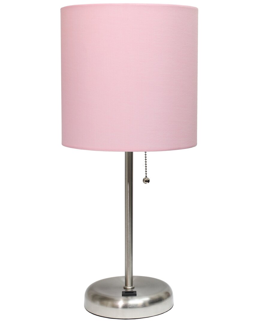 Lalia Home Laila Home Stick Lamp With Charging Outlet And Fabric Shade In Brown