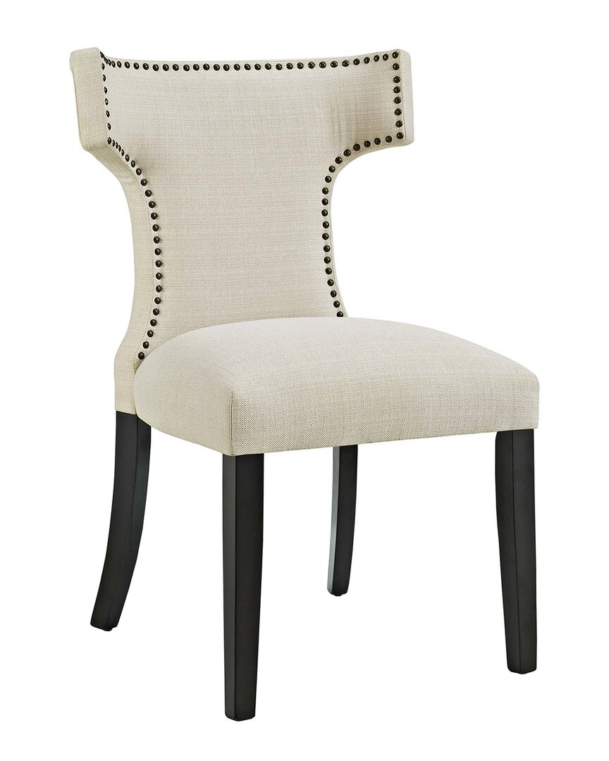 Modway Curve Upholstered Fabric Dining Chair In Beige