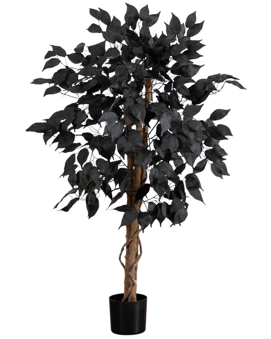 Nearly Natural 3ft. Artificial Halloween Black Ficus Tree In Black
