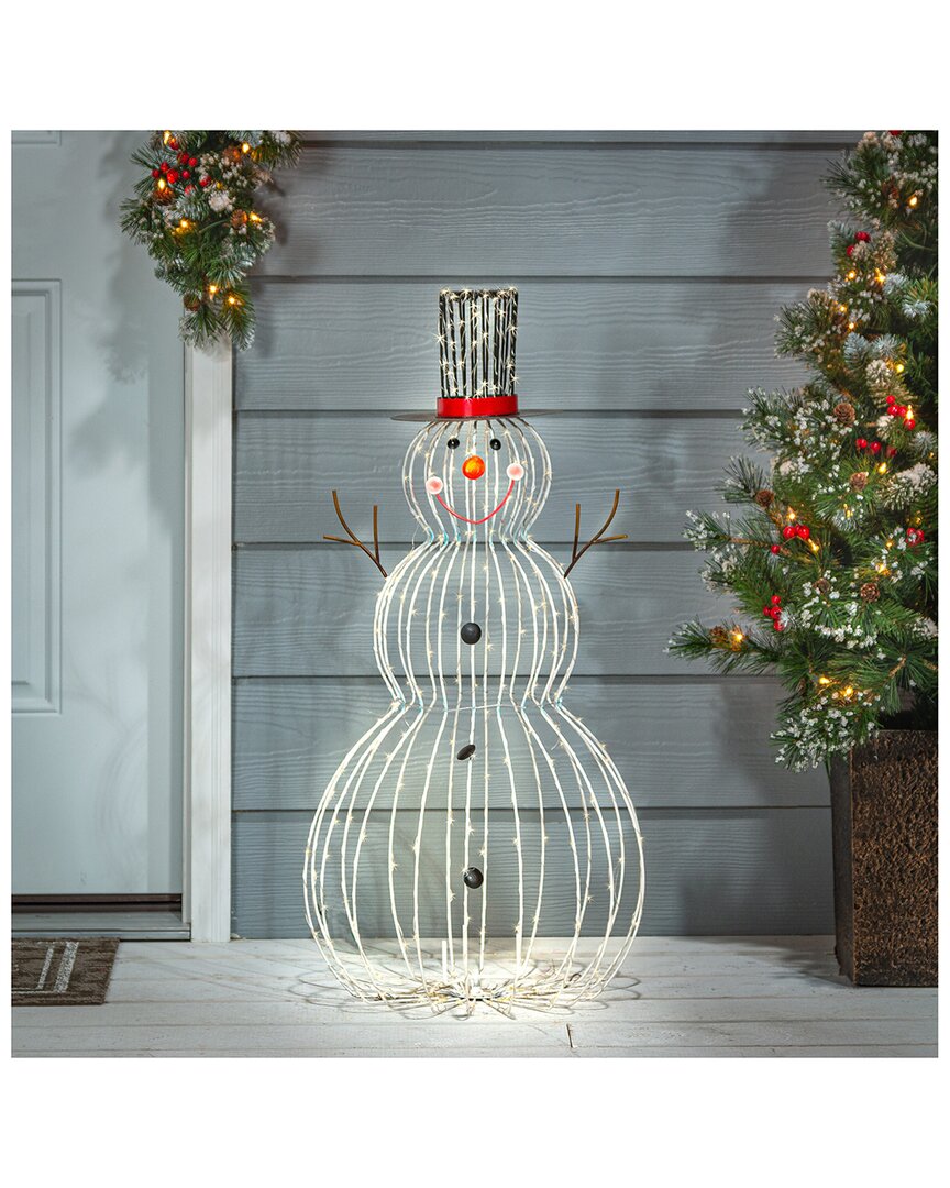 Gerson International 33-inch High Electric Metal Snowman Outdoor Decor In Multicolor