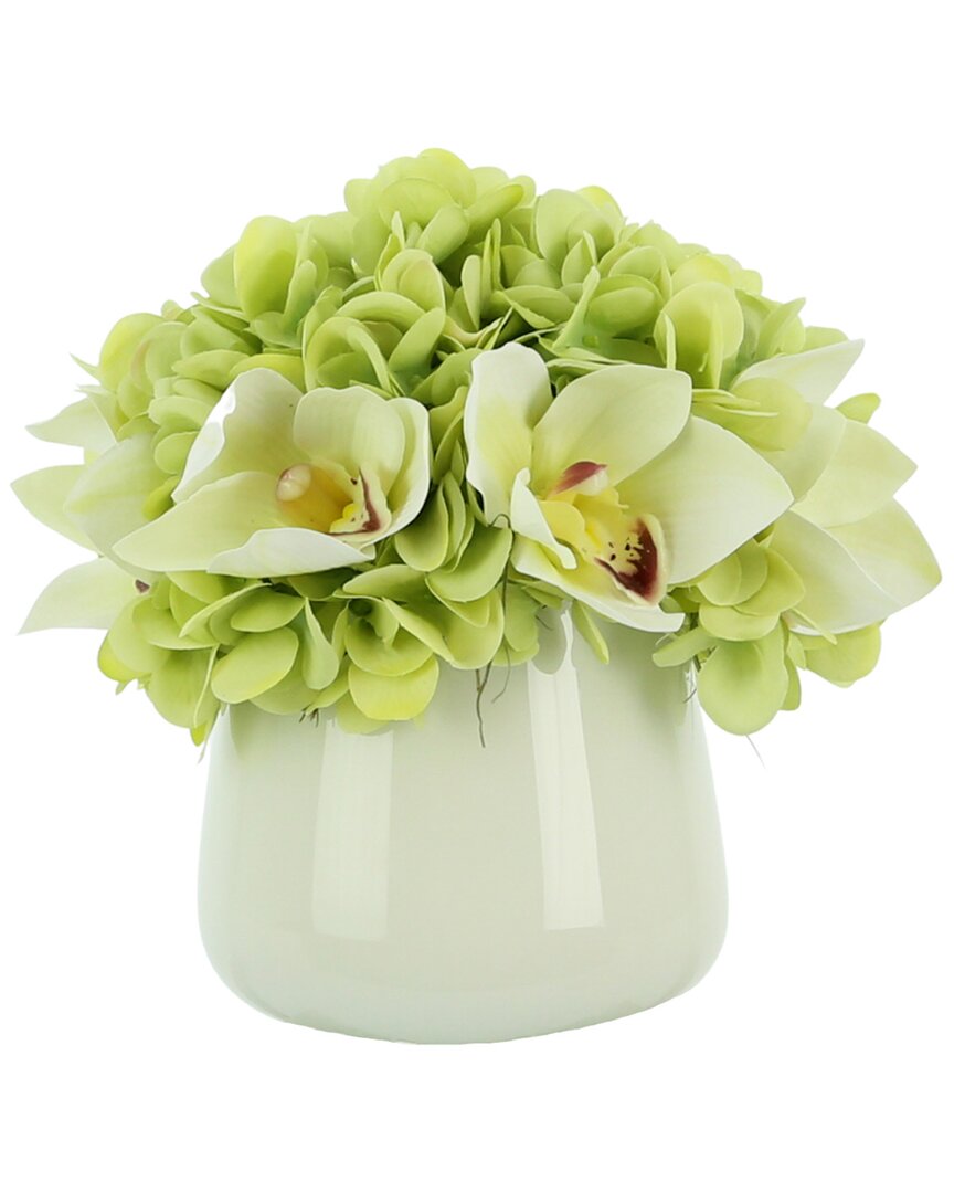 Creative Displays Hydrangea & Orchid In Glass Vase In White