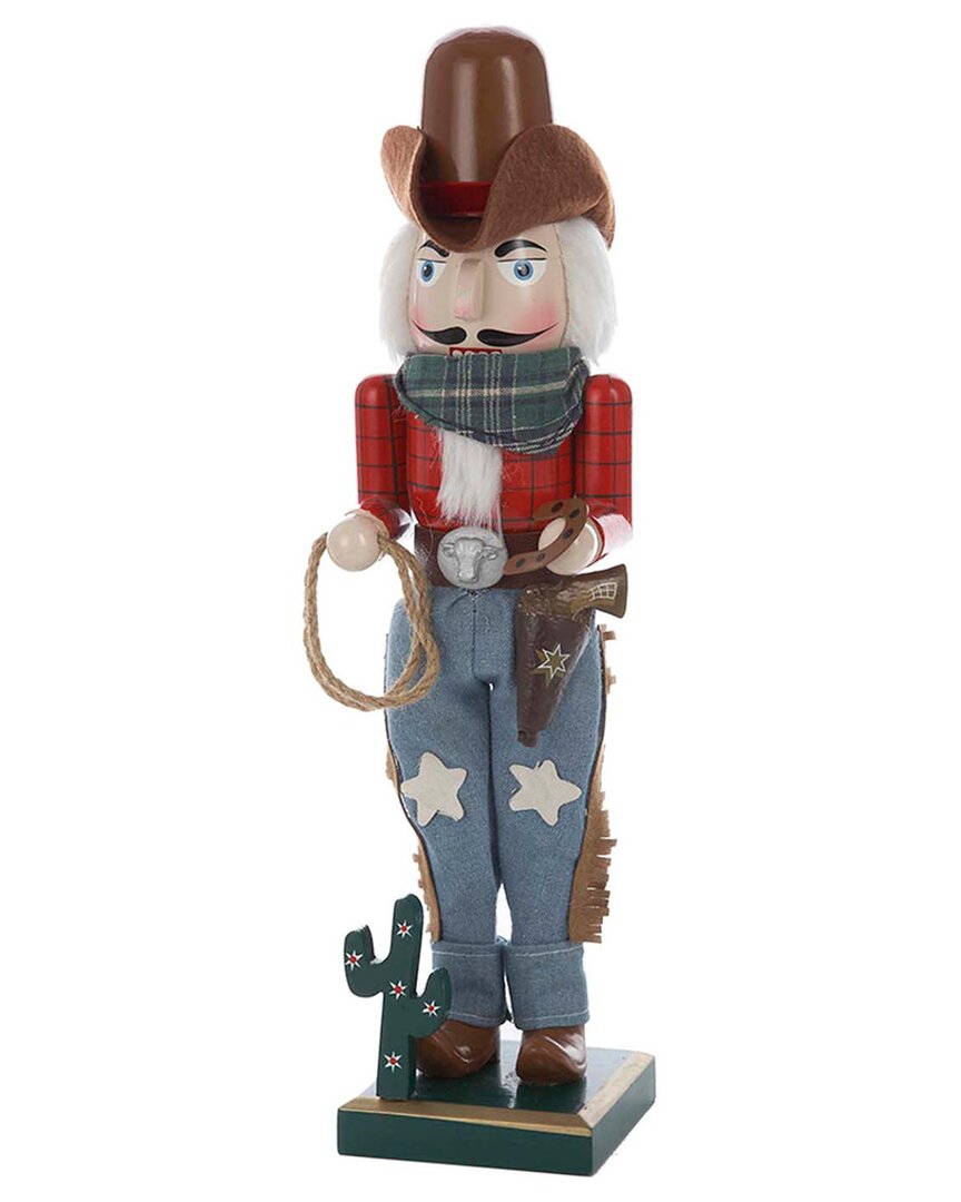 Kurt Adler 15-inch Wooden Cowboy Nutcracker In Multi