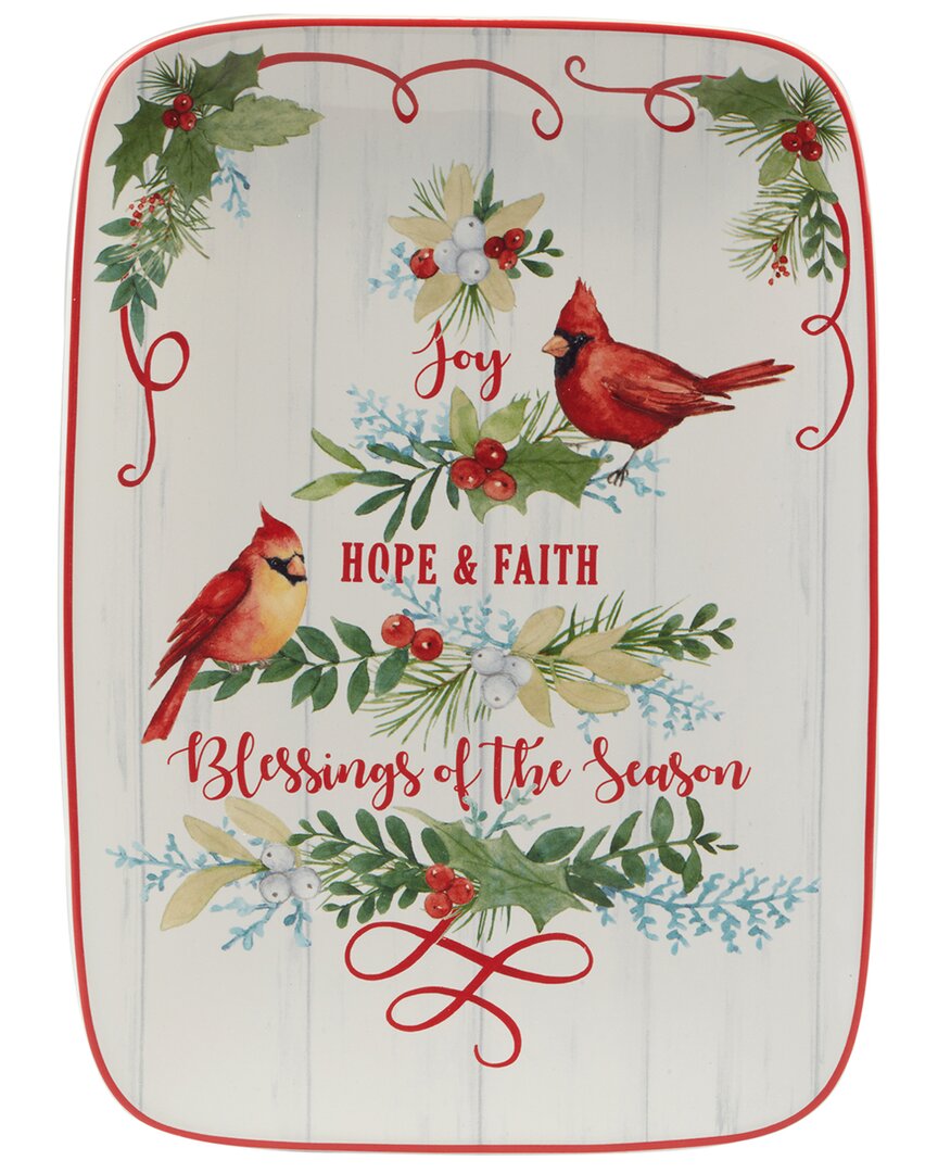 Certified International Winter Greens Rectangular Serving Platter