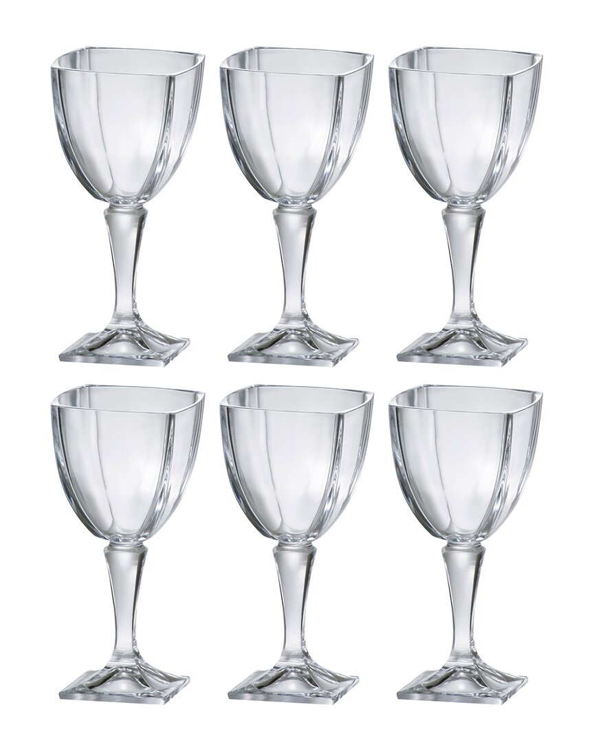 Barski Set Of 6 Crystal Wine/water Goblets In Transparent