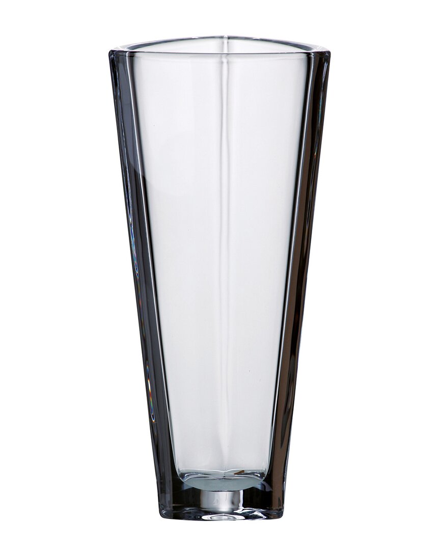 Barski Crystalline 12in Triangle Vase In Black