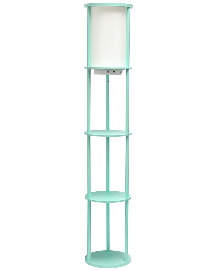 Lalia Home 62.5in Round Modern Shelf Etagere Organizer Storage Floor Lamp In Blue