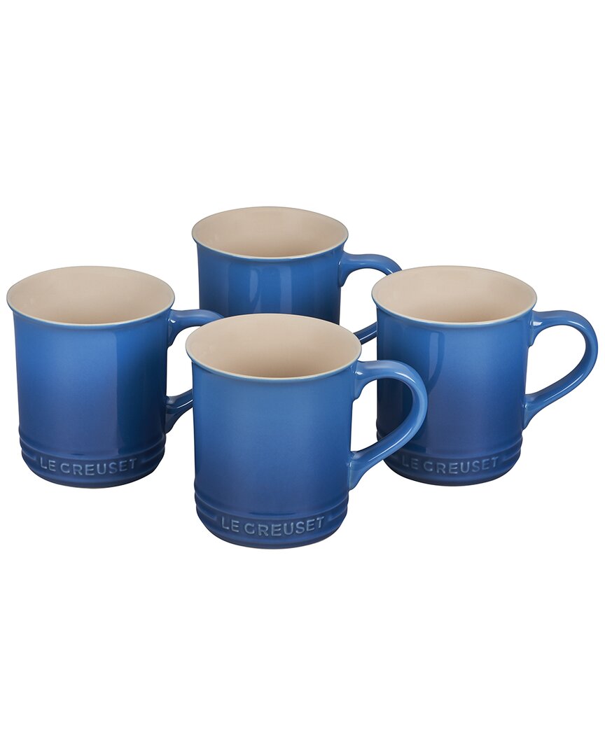 Le Creuset Set Of 4 Mugs In Blue