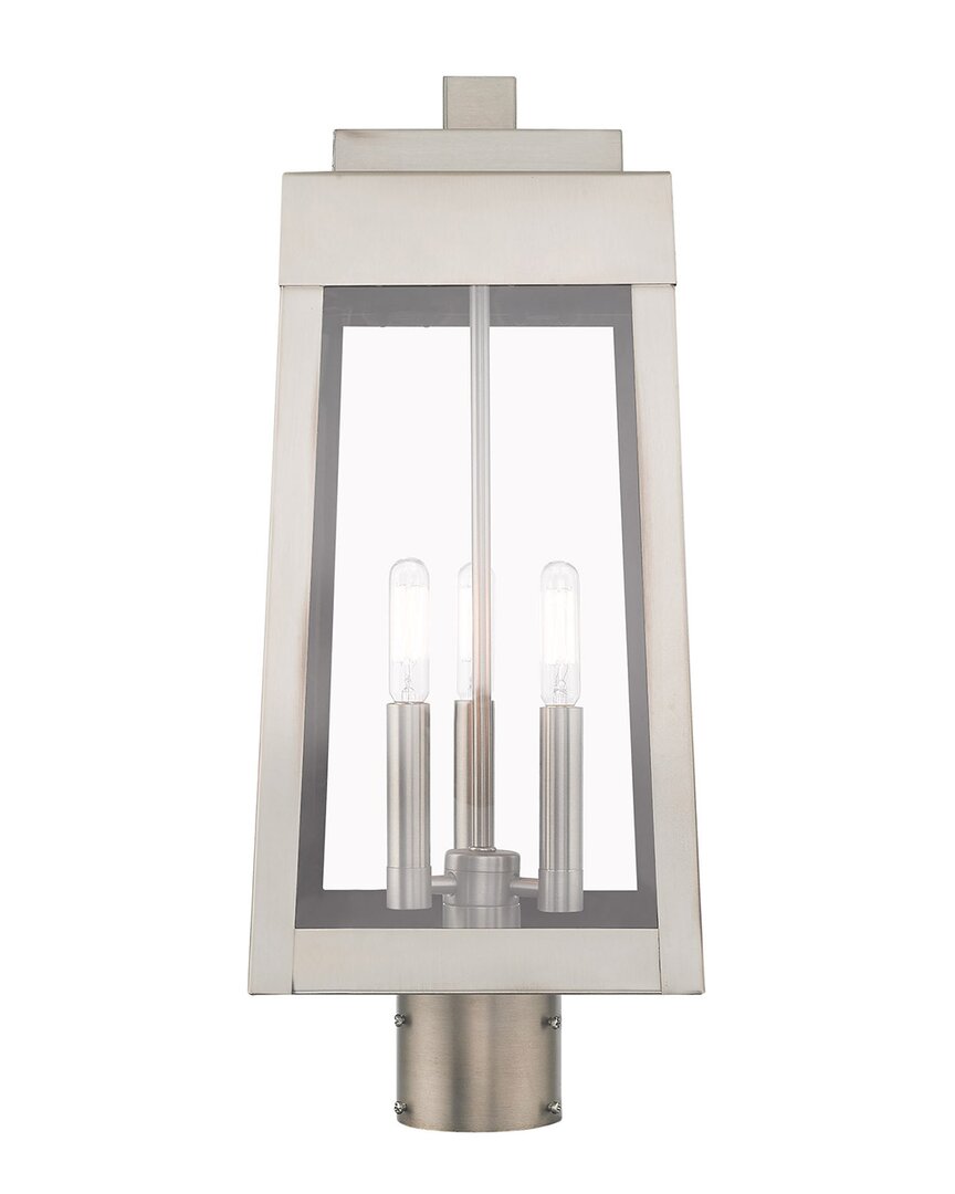 Shop Livex Lighting 3-light Brushed Nickel Outdoor Post Top Lantern