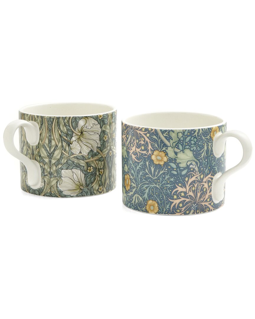 Spode Morris & Co. Set Of 2 Seaweed And Pimpernel Mugs In Multi