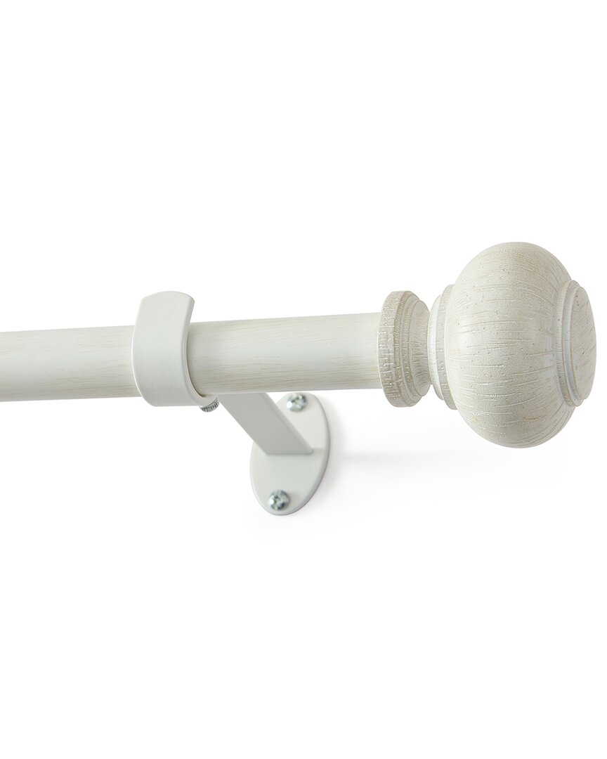 Threadmade Rhinebeck Rustic Faux Wood 1 Window Drapery Single Curtain Rod In White